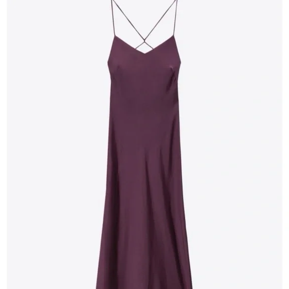 Zara Slip Dress Satin Maxi Open Back Size S - Picture 6 of 12